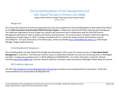 The Six Building Blocks of Pain Management and Safe Opioid Therapy